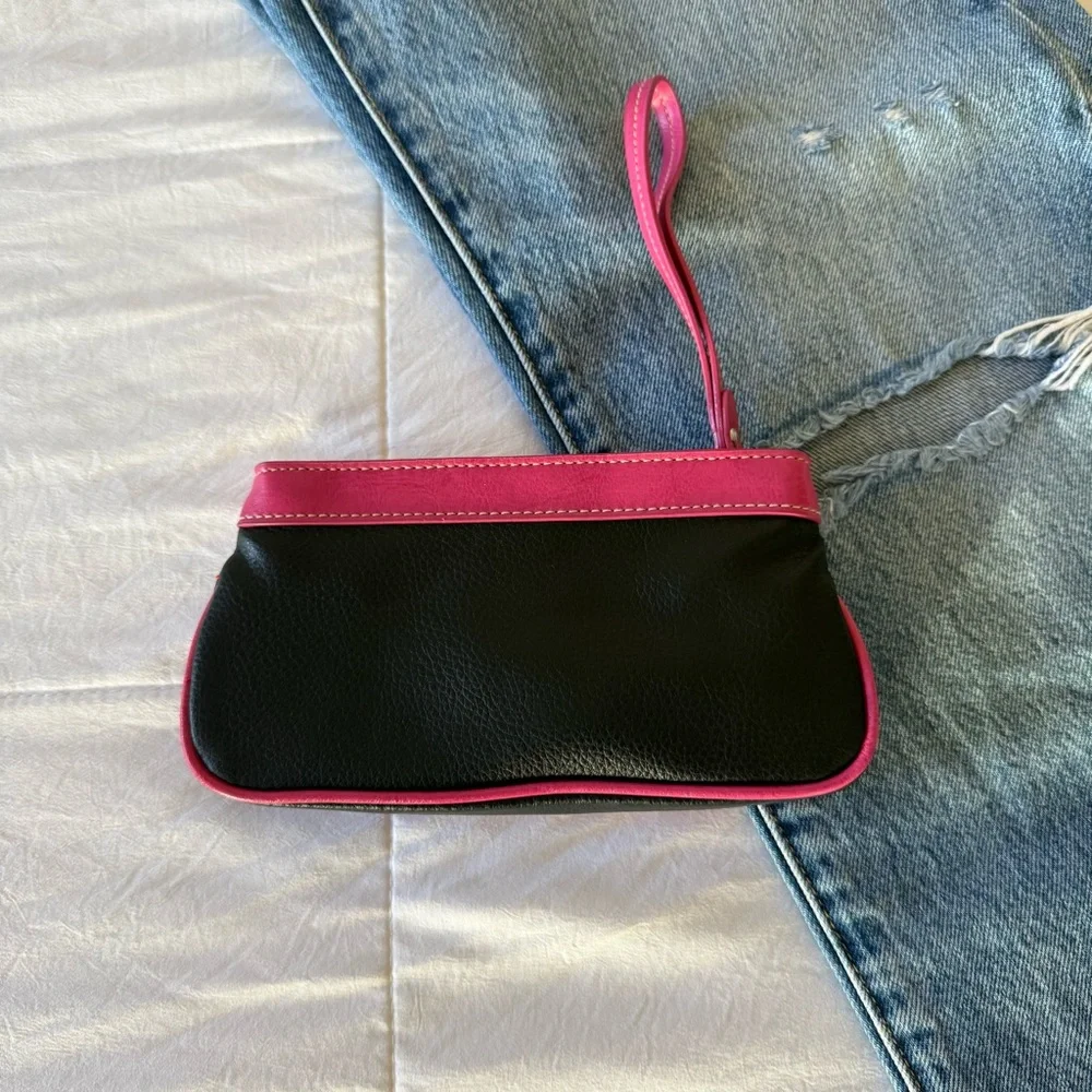 K Initial Black and Pink‎ Wristlet